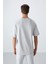 Taş Pamuklu Kalın Yumuşak Dokulu Oversize Fit Baskılı Erkek T-Shirt - 88326 5