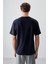 Lacivert Pamuklu Kalın Yumuşak Dokulu Oversize Fit Basic Erkek T-Shirt - 88378 5