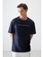 Lacivert %100 Pamuk Kalın Yumuşak Dokulu Oversize Fit Baskılı Erkek T-Shirt - 88357 1