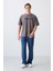 Koyu Gri Pamuklu Kalın Yumuşak Dokulu Oversize Fit Baskılı Erkek T-Shirt - 88334 2