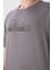 Koyu Gri Pamuklu Kalın Yumuşak Dokulu Oversize Fit Baskılı Erkek T-Shirt - 88334 3