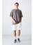 Koyu Gri Pamuklu Kalın Yumuşak Dokulu Oversize Fit Baskılı Erkek T-Shirt - 88326 2