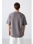 Koyu Gri Pamuklu Kalın Yumuşak Dokulu Oversize Fit Baskılı Erkek T-Shirt - 88326 5