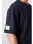 Lacivert Pamuklu Kalın Yüzeyi Dokulu Oversize Fit Basic Erkek T-Shirt - 88339 3