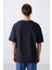 Lacivert Pamuklu Kalın Yüzeyi Dokulu Oversize Fit Basic Erkek T-Shirt - 88339 5