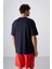 Lacivert Pamuklu Kalın Yumuşak Dokulu Oversize Fit Baskılı Erkek T-Shirt - 88334 5