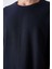 Lacivert Pamuklu Kalın Yüzeyi Dokulu Oversize Fit Basic Erkek T-Shirt - 88337 3