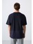 Lacivert Pamuklu Kalın Yüzeyi Dokulu Oversize Fit Basic Erkek T-Shirt - 88337 4