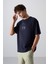 Lacivert Pamuklu Kalın Yumuşak Dokulu Oversize Fit Baskılı Erkek T-Shirt - 88332 4