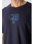 Lacivert Pamuklu Kalın Yumuşak Dokulu Oversize Fit Baskılı Erkek T-Shirt - 88333 3