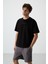 Siyah Pamuklu Kalın Yüzeyi Dokulu Oversize Fit Baskılı Erkek T-Shirt - 88364 4