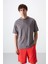 Koyu Gri Pamuklu Kalın Yumuşak Dokulu Oversize Fit Basic Erkek T-Shirt - 88352 1