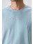 Açık Mavi Pamuklu Kalın Yüzeyi Dokulu Oversize Fit Baskılı Erkek T-Shirt - 88364 2