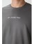 Koyu Gri Pamuklu Kalın Yüzeyi Dokulu Oversize Fit Baskılı Erkek T-Shirt - 88364 2