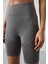 Koyu Gri Polyester Esnek Standart Fit Performans Kadın Biker Tayt - 91013 4