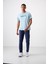 Açık Mavi Polyester Nefes Alan Dokulu İnce Esnek Standart Fit Erkek Performans T-Shirt - 88385 2
