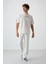 Ekru Pamuklu Kalın Yüzeyi Dokulu Oversize Fit Baskılı Erkek T-Shirt - 88364 3