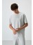 Taş Pamuklu Kalın Yüzeyi Dokulu Oversize Fit Baskılı Erkek T-Shirt - 88364 4