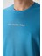 Petrol Mavi Pamuklu Kalın Yüzeyi Dokulu Oversize Fit Baskılı Erkek T-Shirt - 88364 2