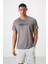 Koyu Gri Polyester Nefes Alan Dokulu İnce Esnek Standart Fit Erkek Performans T-Shirt - 88385 1