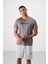 Koyu Gri Polyester Nefes Alan Dokulu İnce Esnek Standart Fit Erkek Performans T-Shirt - 88385 4