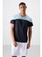 Lacivert Polyester Nefes Alan Dokulu İnce Esnek Standart Fit Erkek Performans T-Shirt - 88386 4