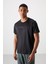 Siyah Polyester Nefes Alan Dokulu İnce Esnek Standart Fit Erkek Performans T-Shirt - 88385 1