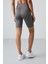 Koyu Gri Polyester Esnek Standart Fit Performans Kadın Biker Tayt - 91013 5