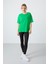 Yeşil Penye Modal Yumuşak Tuşeli Oversize Fit Basic Kadın T-Shirt- 97285 5