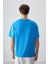 Petrol Mavi %100 Pamuk Kalın Yumuşak Dokulu Oversize Fit Baskılı Erkek T-Shirt - 88357 5