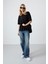 Siyah Penye Modal Yumuşak Tuşeli Oversize Fit Basic Kadın T-Shirt- 97285 1