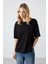 Siyah Penye Modal Yumuşak Tuşeli Oversize Fit Basic Kadın T-Shirt- 97285 2