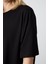 Siyah Penye Modal Yumuşak Tuşeli Oversize Fit Basic Kadın T-Shirt- 97285 3