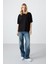 Siyah Penye Modal Yumuşak Tuşeli Oversize Fit Basic Kadın T-Shirt- 97285 4
