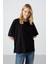 Siyah Penye Modal Yumuşak Tuşeli Oversize Fit Basic Kadın T-Shirt- 97285 5