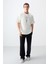 Ekru %100 Pamuk Kalın Yumuşak Dokulu Oversize Fit Baskılı Erkek T-Shirt - 88355 2