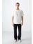 Ekru %100 Pamuk Kalın Yumuşak Dokulu Oversize Fit Baskılı Erkek T-Shirt - 88355 5