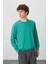 Deniz Yeşili Pamuk Yumuşak Dokulu Standart Fit Basic Erkek Sweatshirt - 88363 1