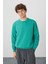 Deniz Yeşili Pamuk Yumuşak Dokulu Standart Fit Basic Erkek Sweatshirt - 88363 3