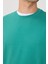 Deniz Yeşili Pamuk Yumuşak Dokulu Standart Fit Basic Erkek Sweatshirt - 88363 4