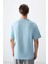 Açık Mavi %100 Pamuk Kalın Yumuşak Dokulu Oversize Fit Basic Erkek T-Shirt - 88353 5