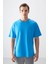 Petrol Mavi %100 Pamuk Kalın Yumuşak Dokulu Oversize Fit Basic Erkek T-Shirt - 88353 1