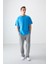 Petrol Mavi %100 Pamuk Kalın Yumuşak Dokulu Oversize Fit Basic Erkek T-Shirt - 88353 4