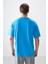 Petrol Mavi %100 Pamuk Kalın Yumuşak Dokulu Oversize Fit Basic Erkek T-Shirt - 88353 5