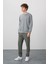 Gri Melanj Pamuk Yumuşak Dokulu Standart Fit Basic Erkek Sweatshirt - 88363 3