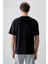 Siyah Pamuklu Kalın Yumuşak Dokulu Oversize Fit Baskılı Erkek T-Shirt - 88373 5
