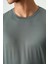 Haki Polyester Nefes Alan Dokulu İnce Esnek Standart Fit Erkek Performans T-Shirt - 88383 3