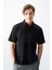Siyah Pamuklu Kalın Yumuşak Dokulu Polo Yaka Oversize Fit Basic Erkek T- Shirt - 88382 1