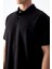 Siyah Pamuklu Kalın Yumuşak Dokulu Polo Yaka Oversize Fit Basic Erkek T- Shirt - 88382 2