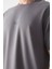 Koyu Gri Pamuklu Kalın Yumuşak Dokulu Oversize Fit Baskılı Erkek T-Shirt - 88373 3